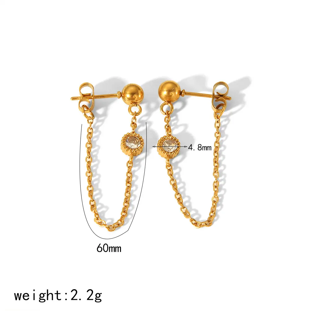 1 Pair Dainty Simple Style Stainless Steel 18K Gold Plated Inlay Rhinestones Women's Earrings Picture2